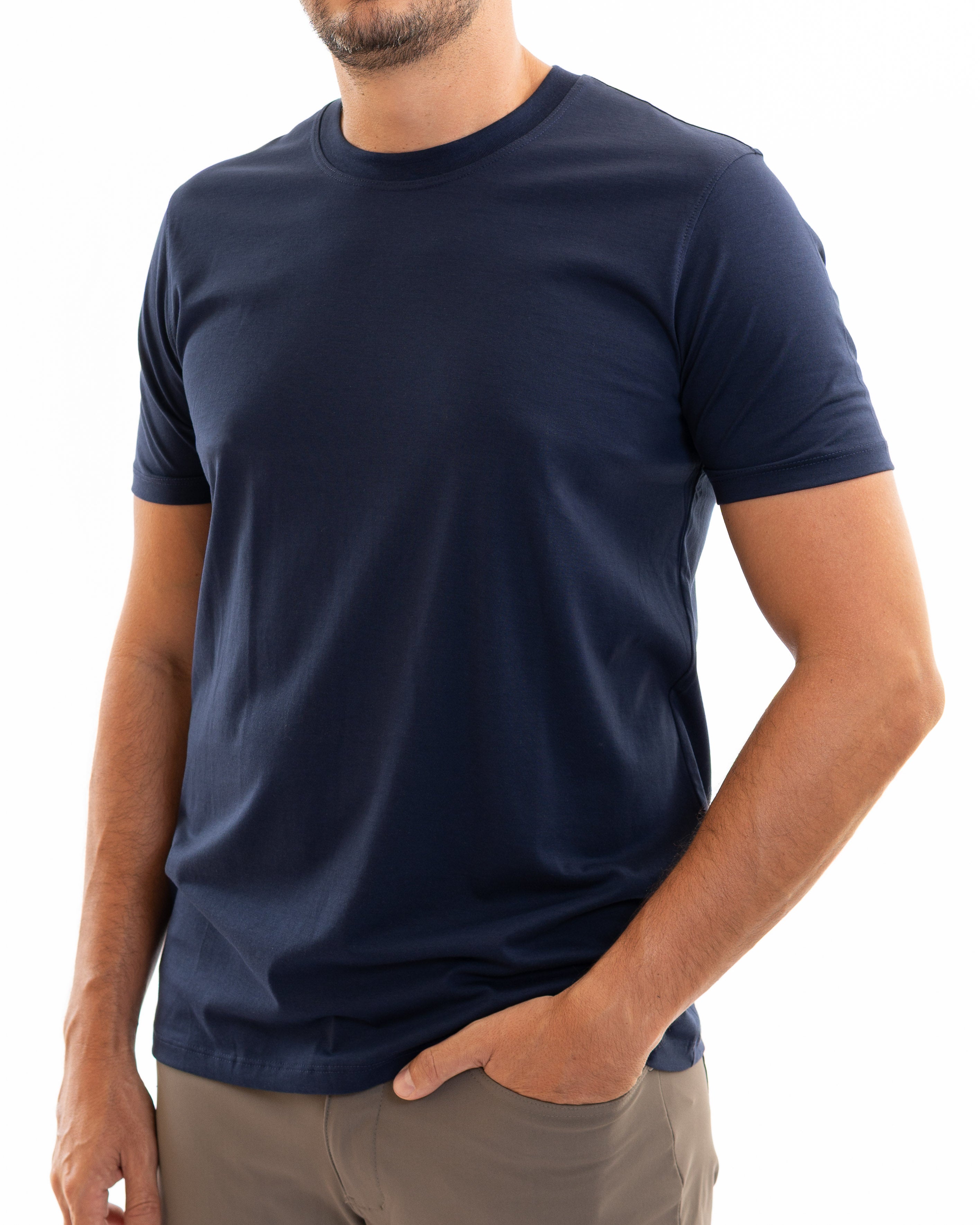 Navy blue pima cotton basic t-shirt