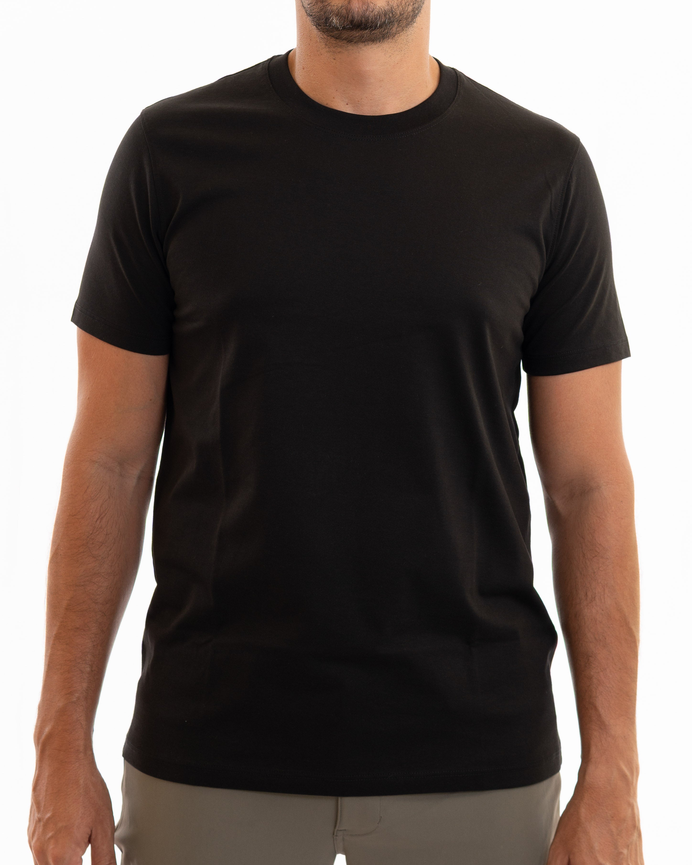 Black pima cotton basic t-shirt