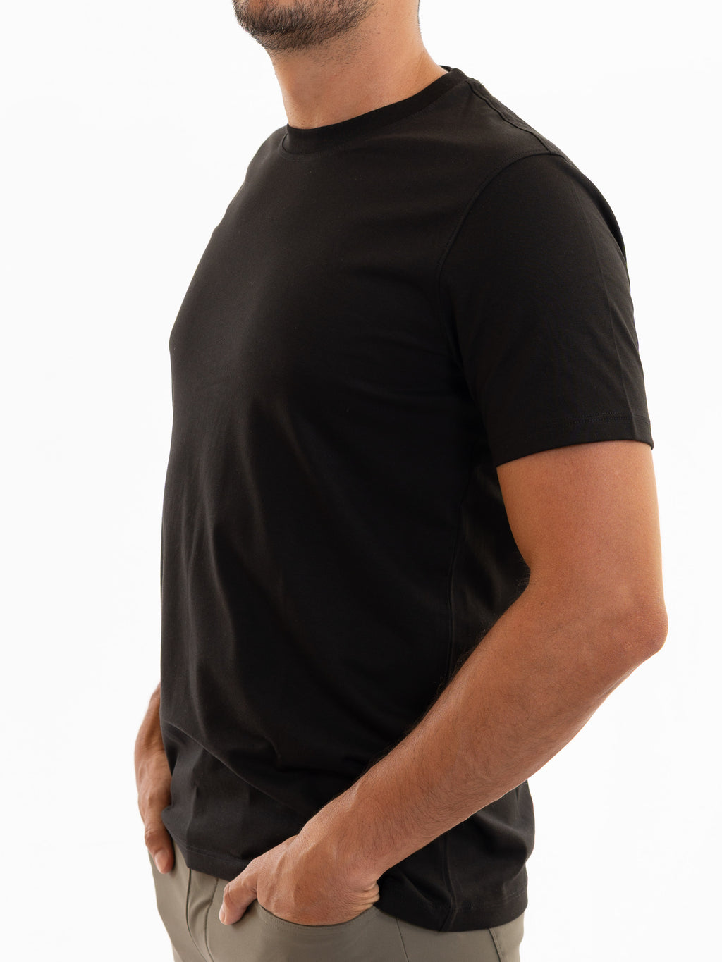 Black pima cotton basic t-shirt