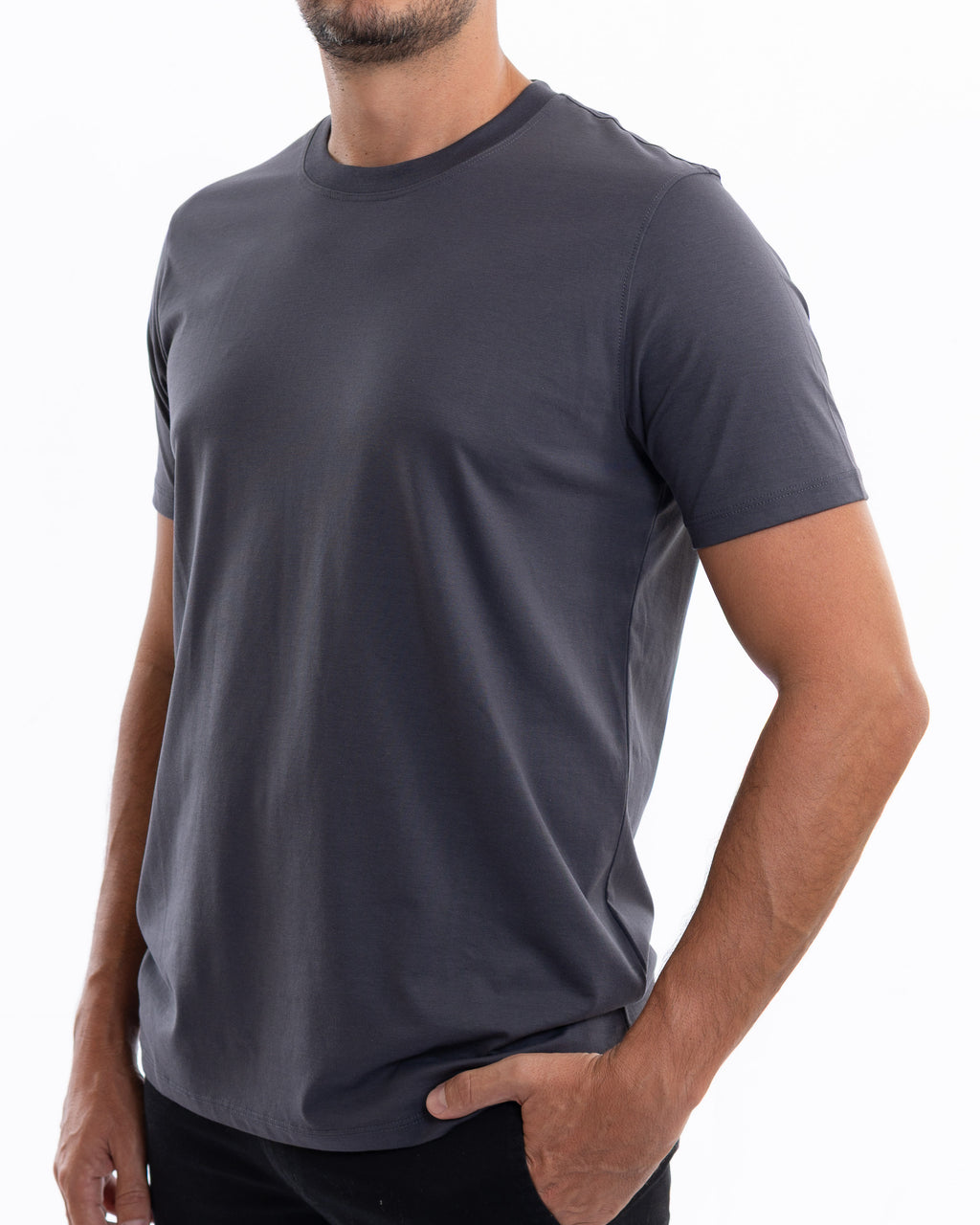 Grey pima cotton basic t-shirt