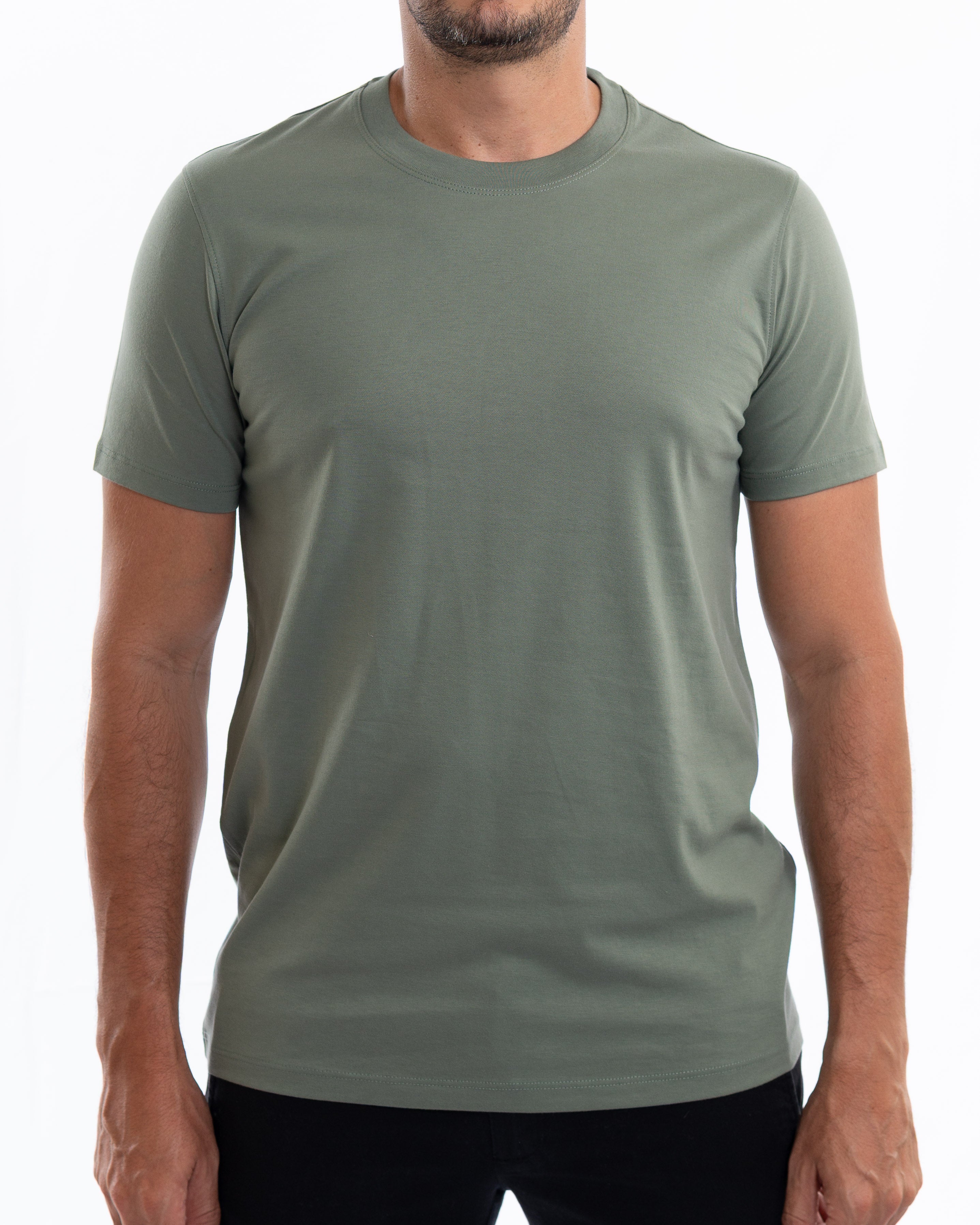 Pistachio Green pima cotton basic t-shirt