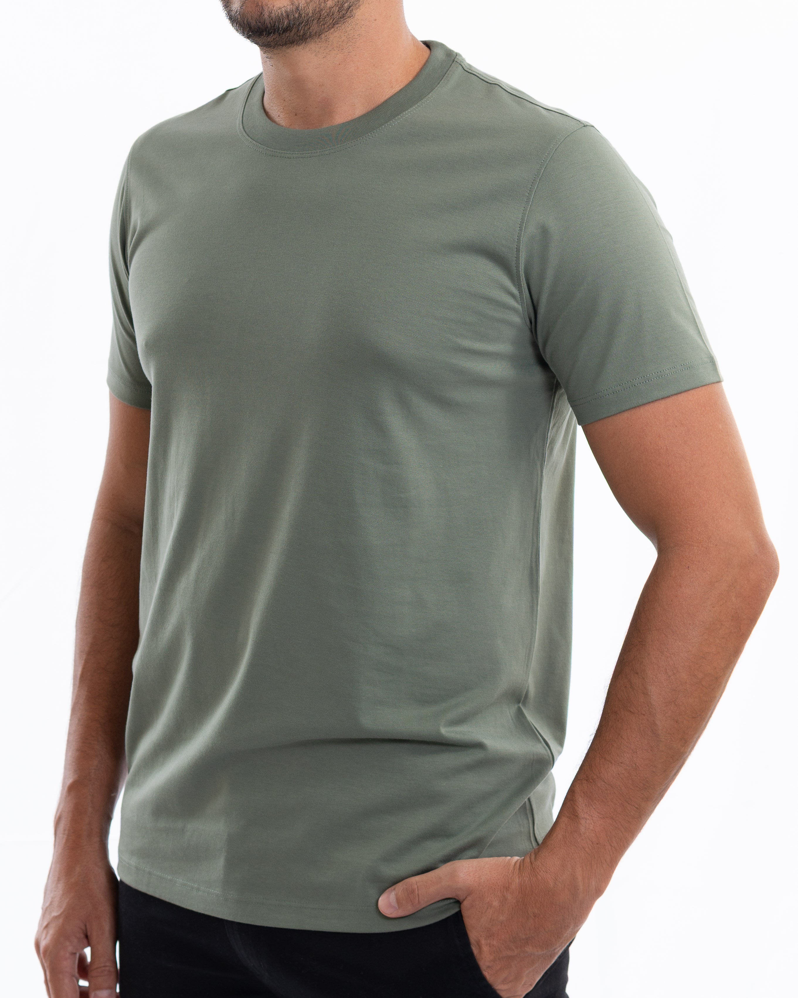 Pistachio Green pima cotton basic t-shirt