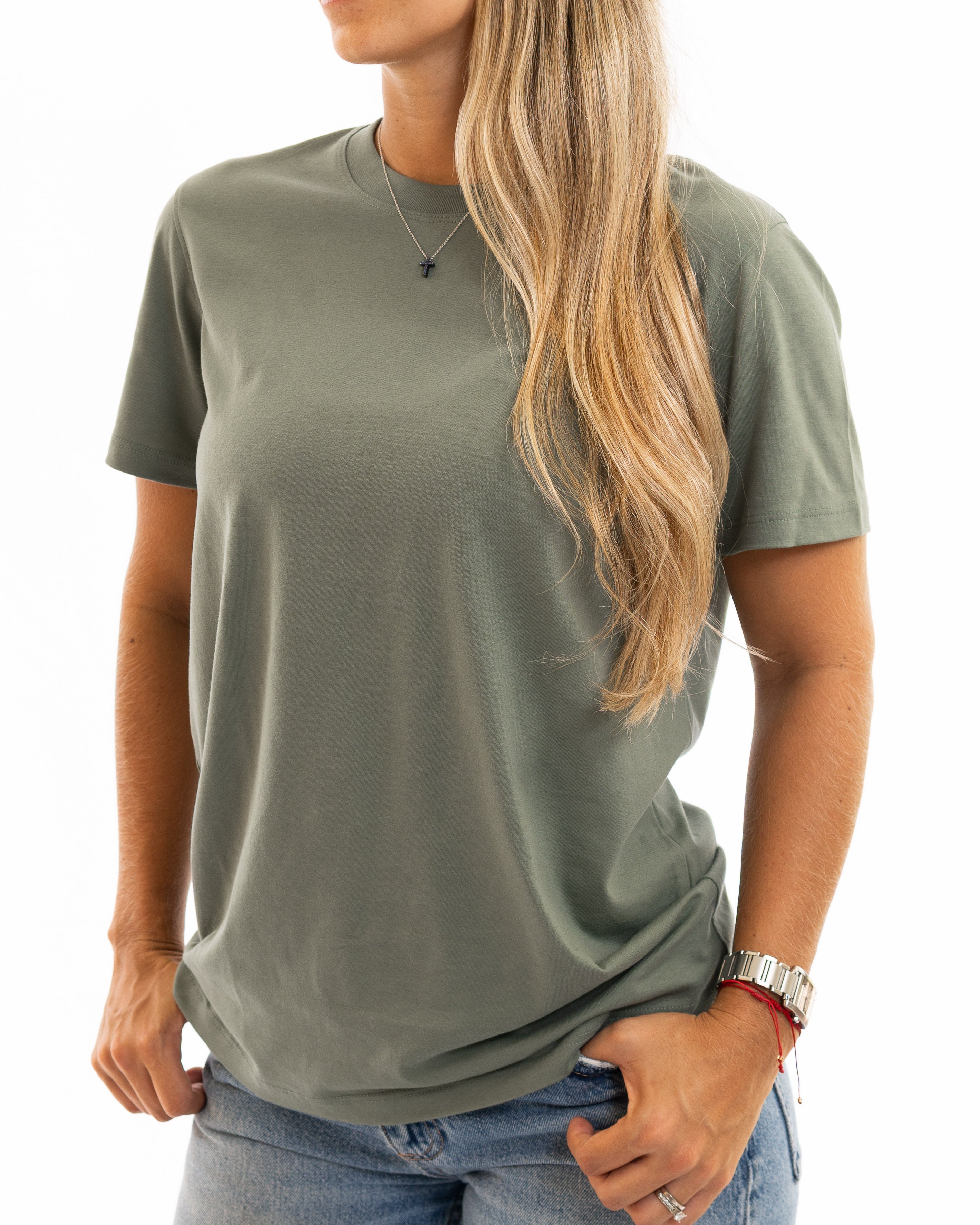 Pistachio Green pima cotton basic t-shirt