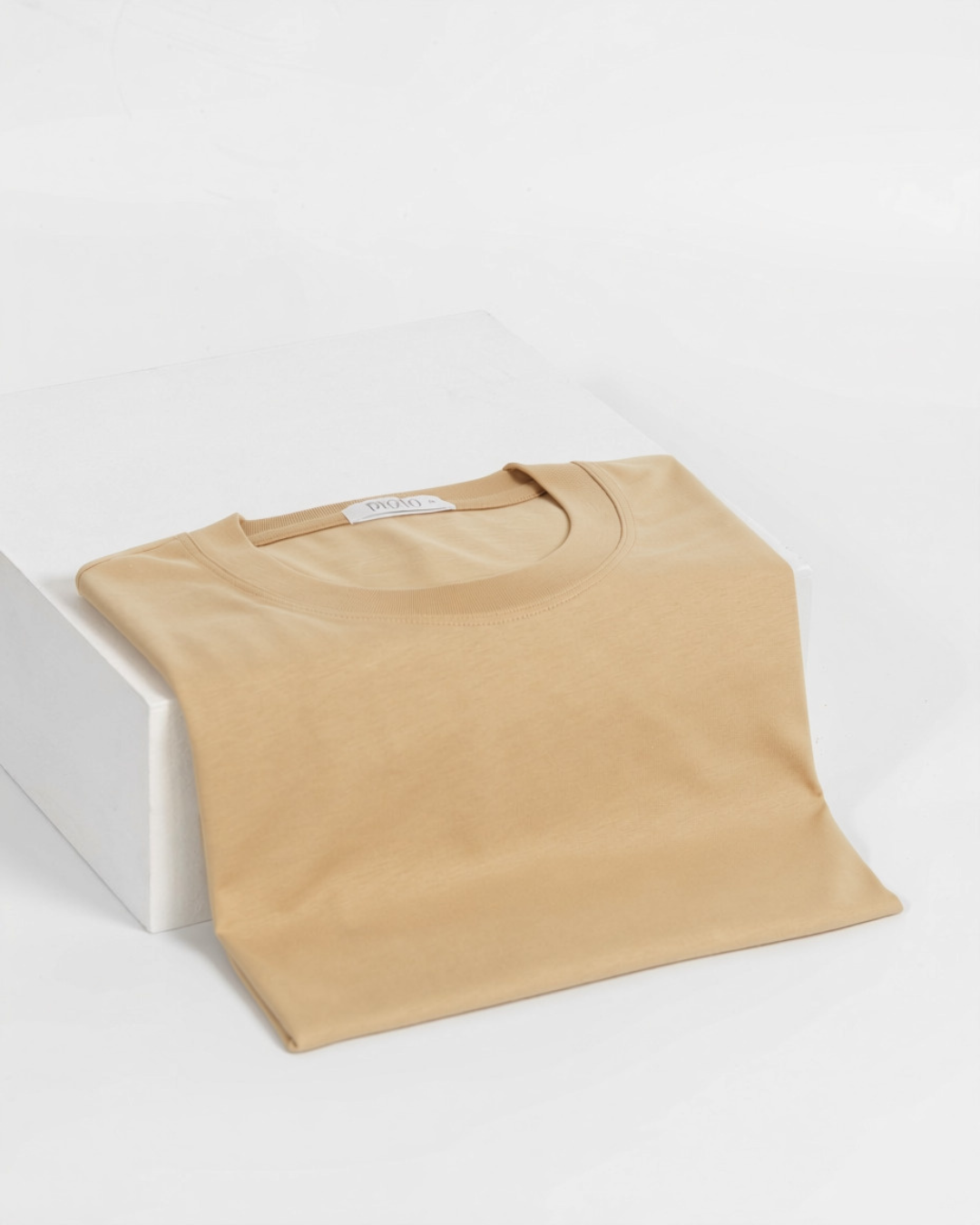 Camel pima cotton basic t-shirt